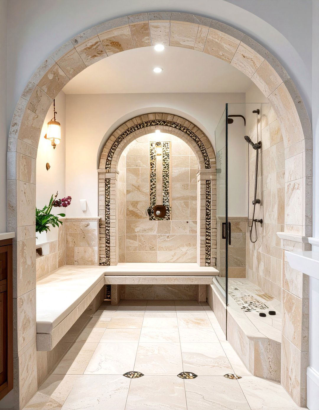Open Roman Style Corner Shower - 30 corner shower ideas