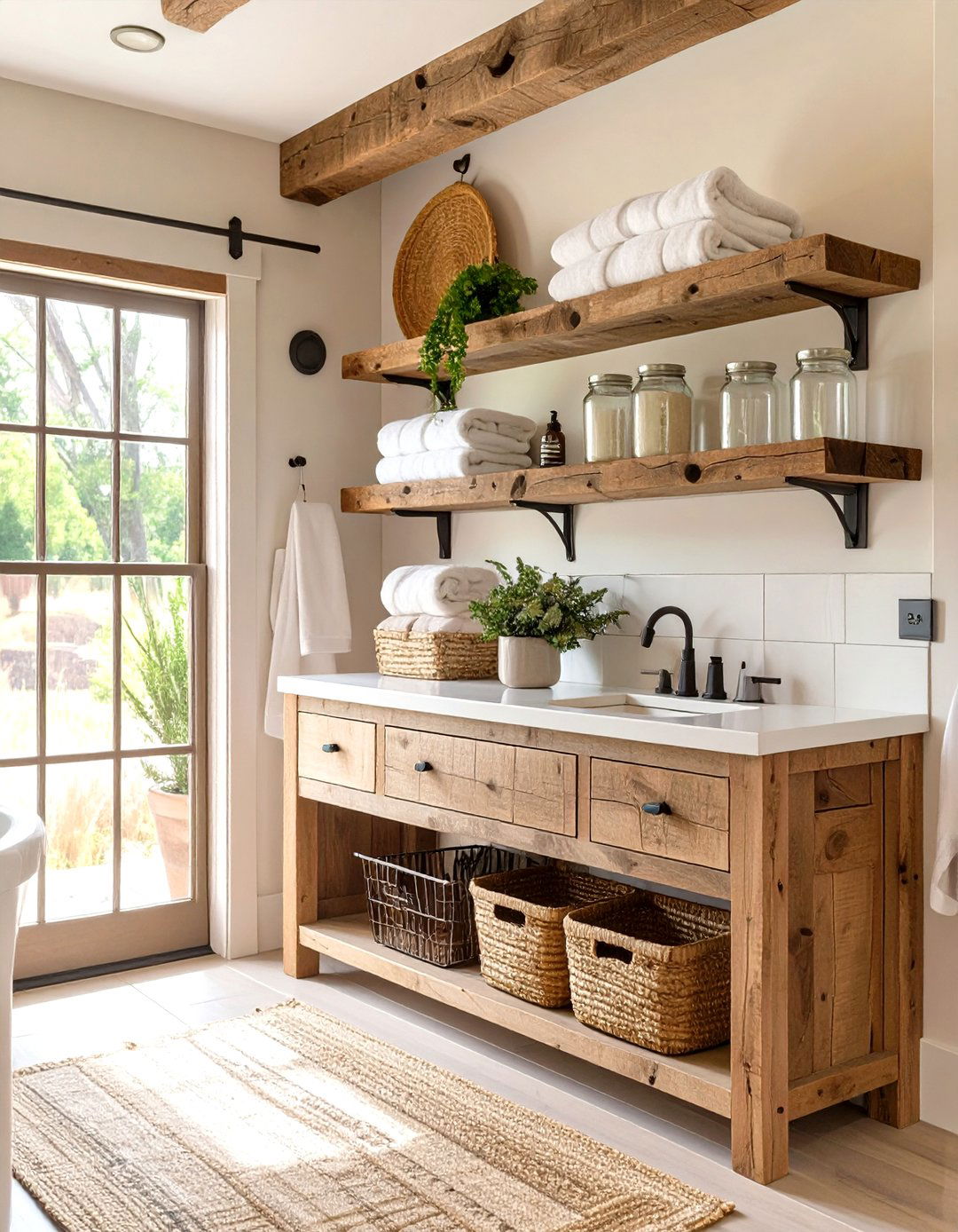 Open Shelving Bathroom - 30 farmhouse bathroom ideas