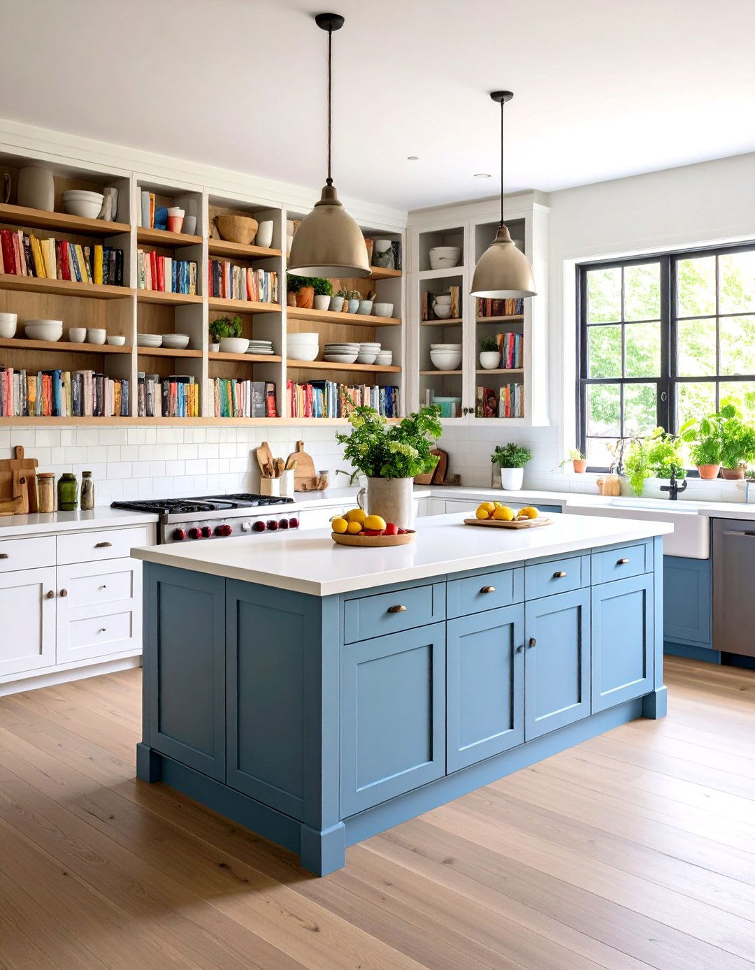 Open Shelving Farmhouse Kitchen Island - 30 rustic farmhouse kitchen island ideas