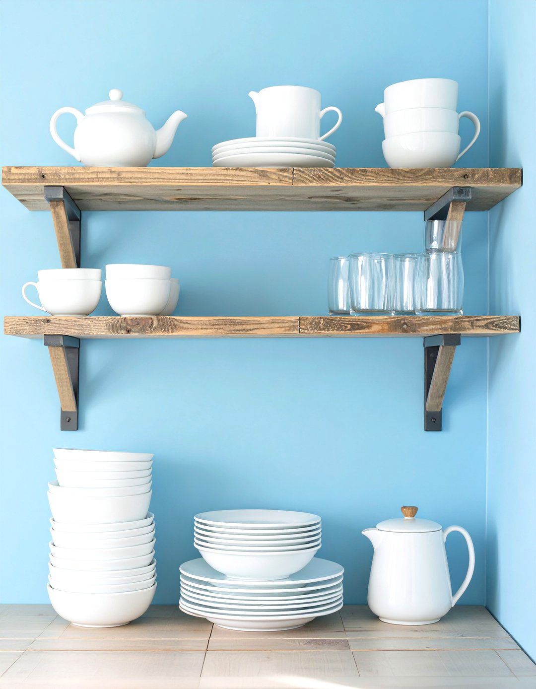 Open Shelving Instead of Upper Cabinets - 30 very small kitchen ideas