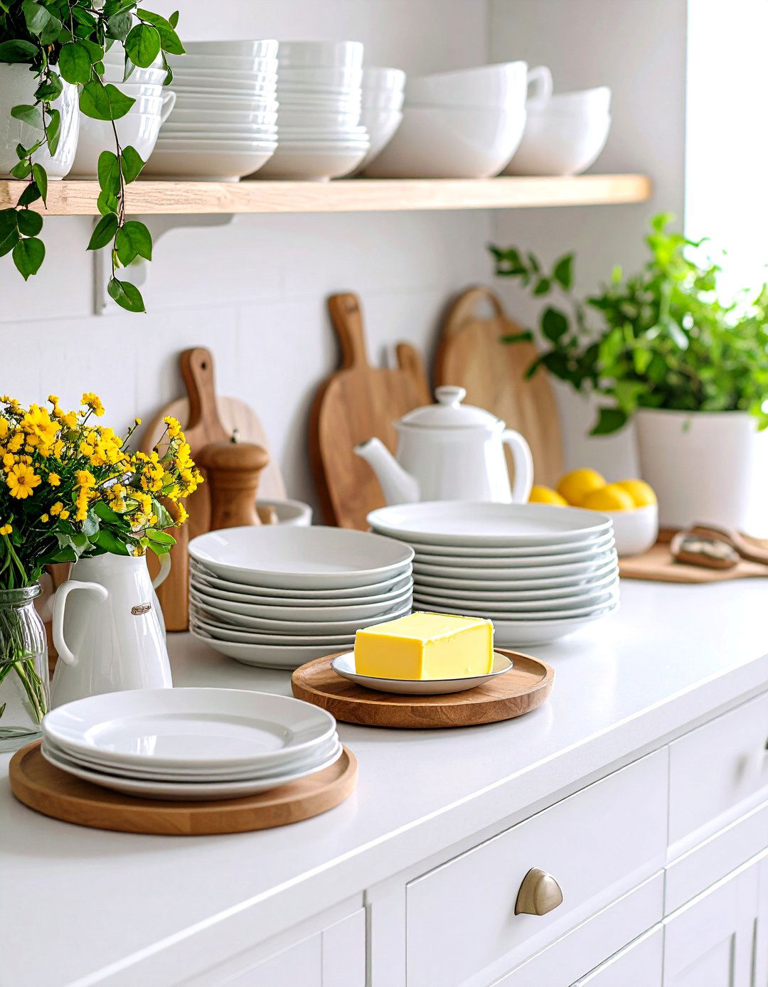 Open Shelving Kitchen Counter Display - 30 kitchen counter decor ideas