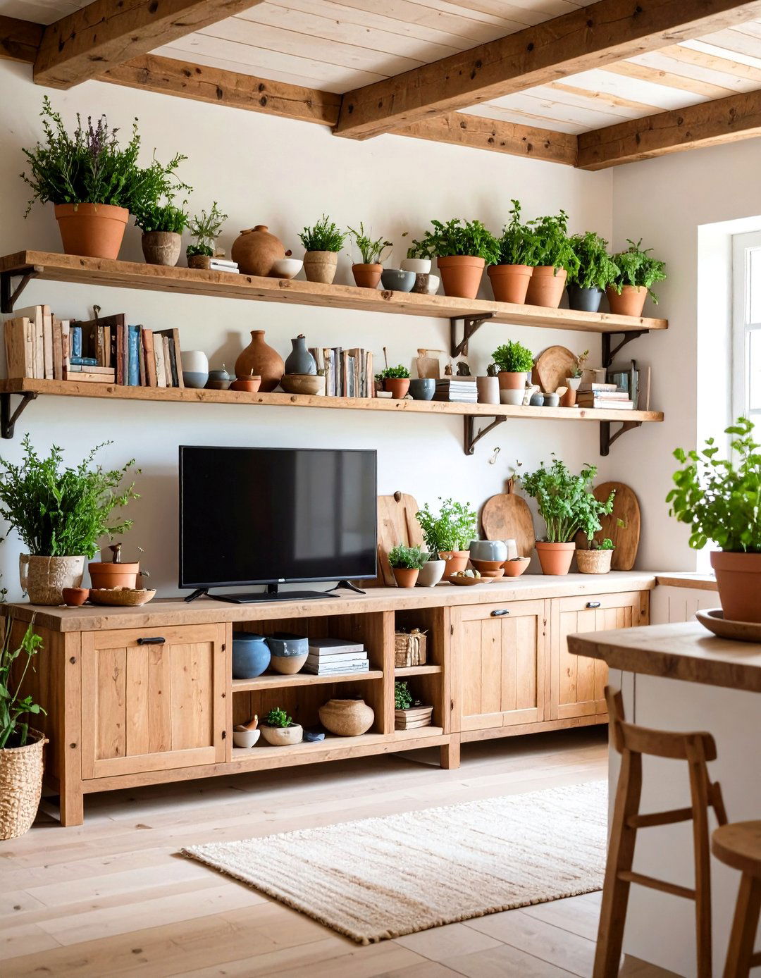 Open Shelving Kitchen TV Display - 30 kitchen tv ideas