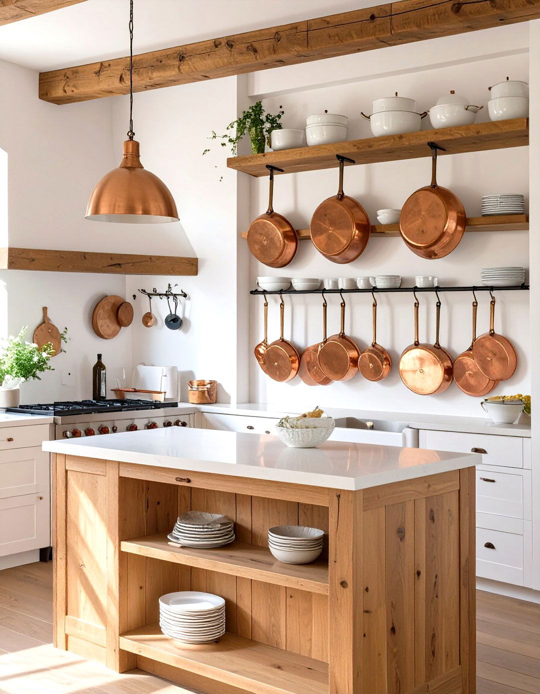 Open Shelving and Copper Accents - 30 french country kitchen ideas