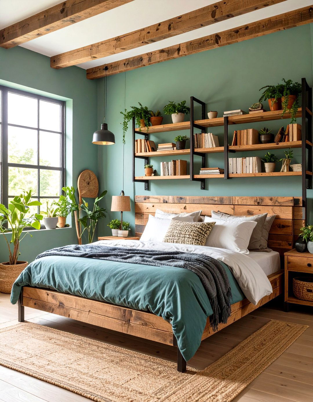 Open Shelving with Curated Decor - 30 rustic bedroom ideas