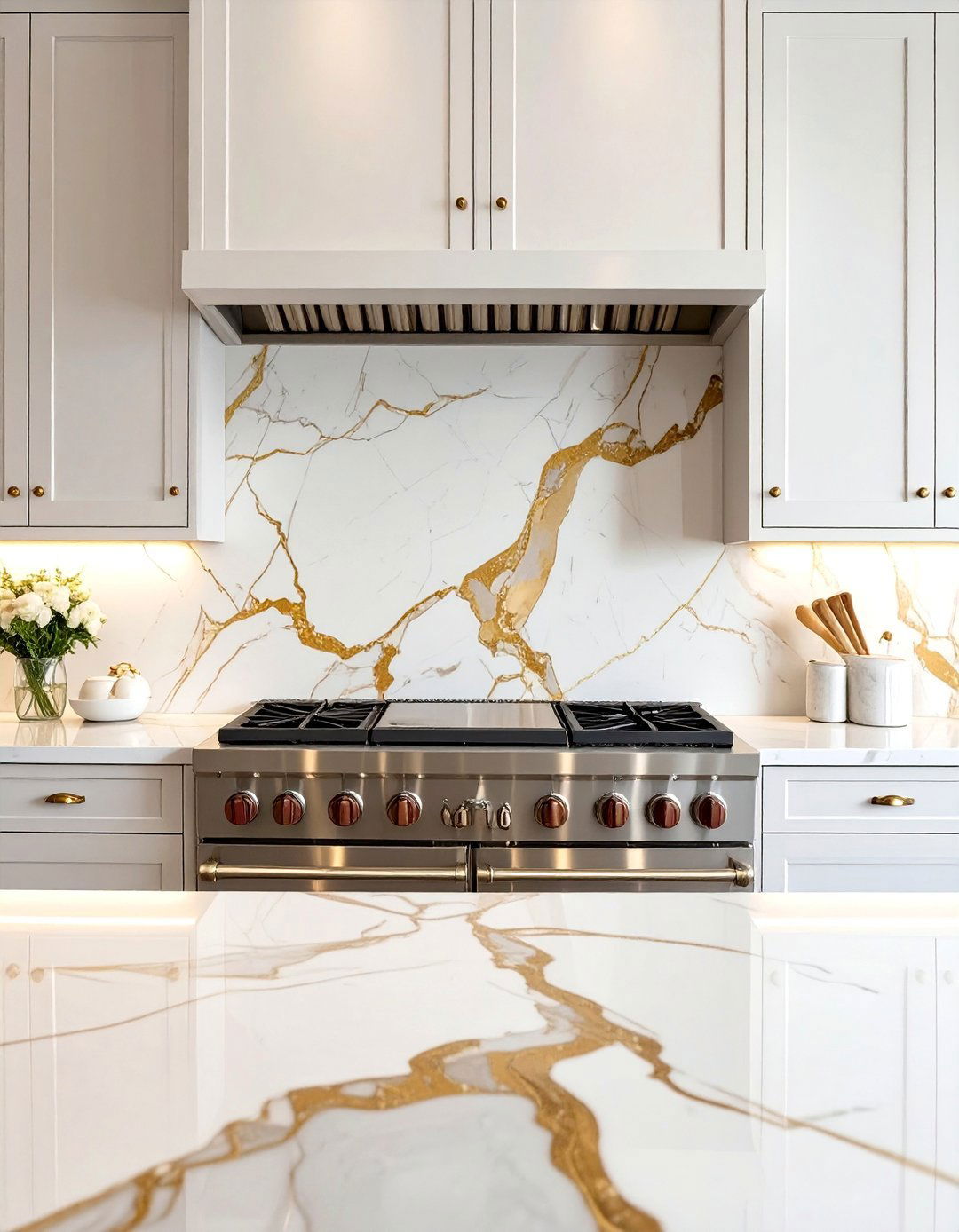 Open Shelving with Decorative Brackets - 30 transitional kitchen design ideas