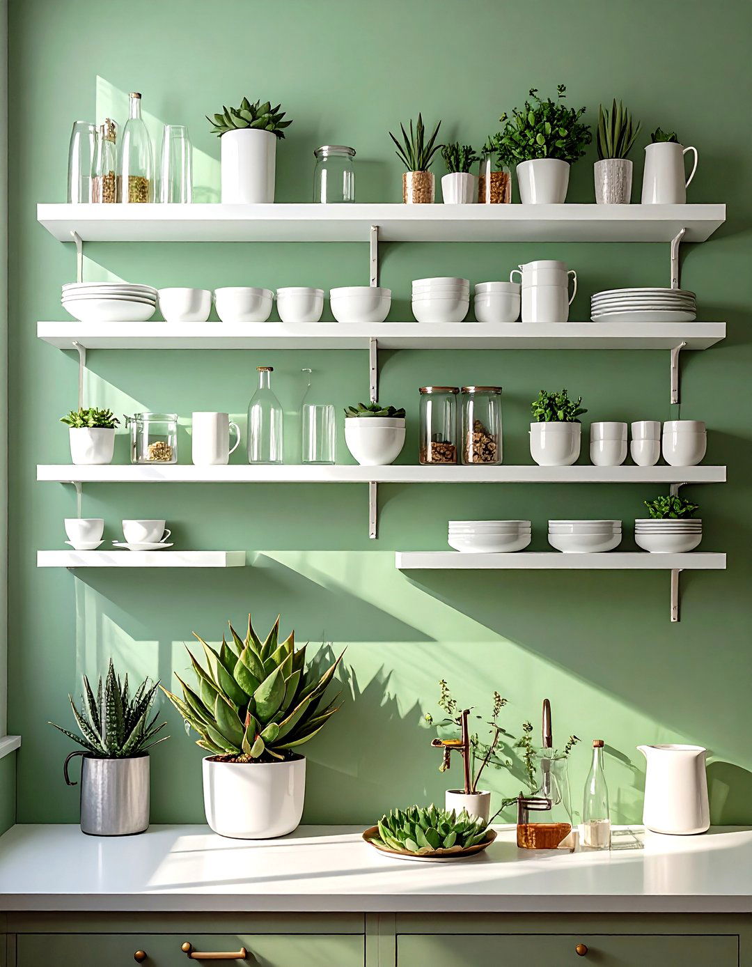 Open Shelving with Ikea LACK Floating Shelves - 30 small ikea kitchen ideas
