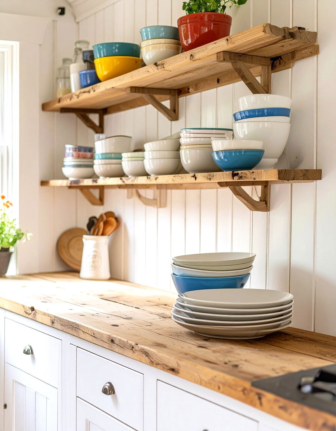 Open Shelving with Vintage Dishes - 30 vintage kitchen trends 2025