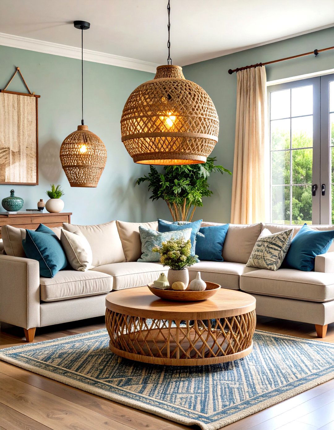 Open Weave Pendant Light - 30 pottery barn living room ideas