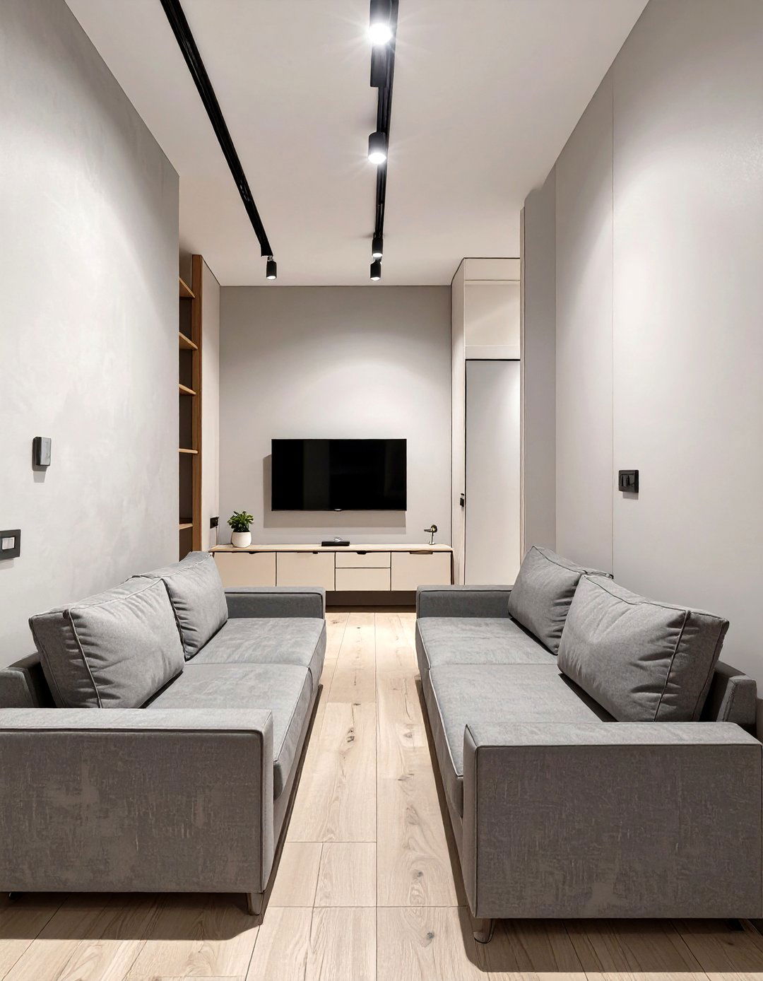 Opposite Walls Seating Arrangement - 30 narrow living room ideas with tv