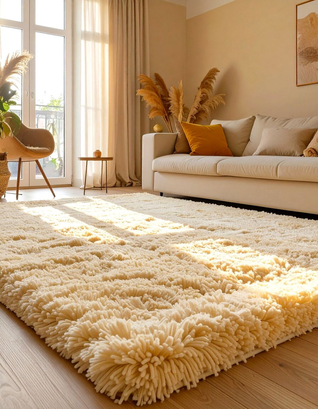 Opt for a High Pile or Shag Rug - 30 small warm and cozy living room ideas