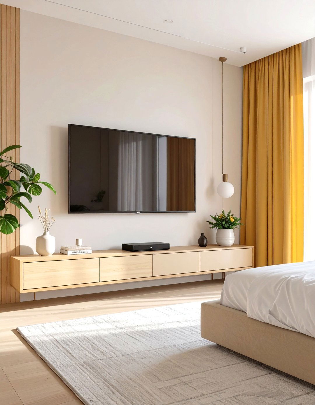 Opt for a Wall Mounted TV in the Master Bedroom - 30 simple master bedroom ideas