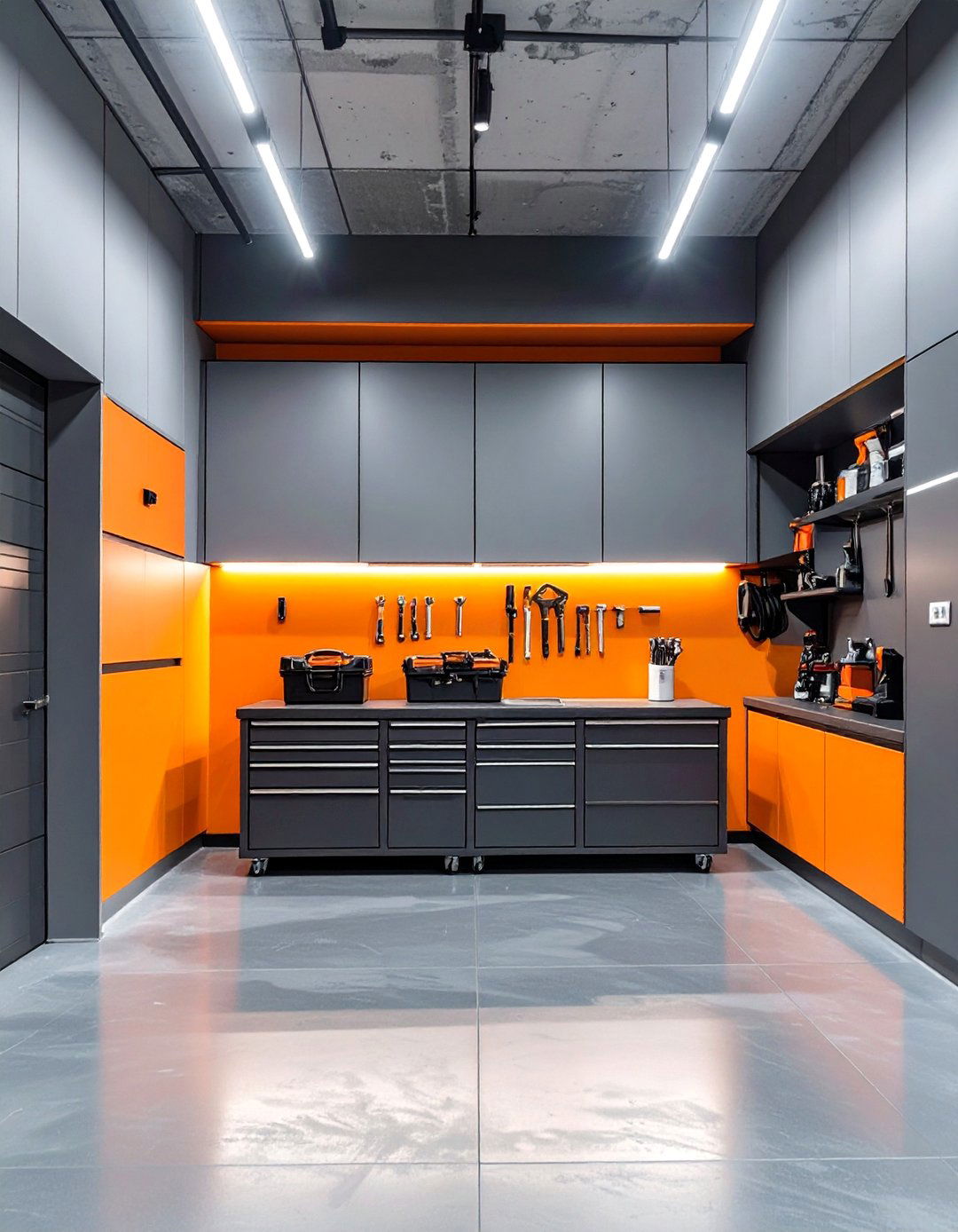 Orange and Gray Modern Combo - 30 garage wall paint ideas