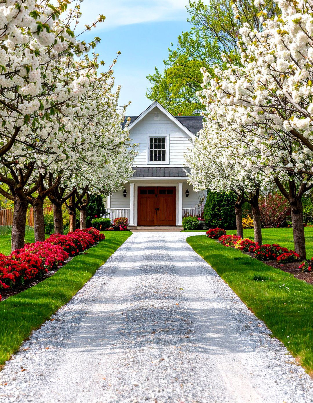 Orchard Lined Driveway Entrance - 30 driveway entrance landscaping ideas
