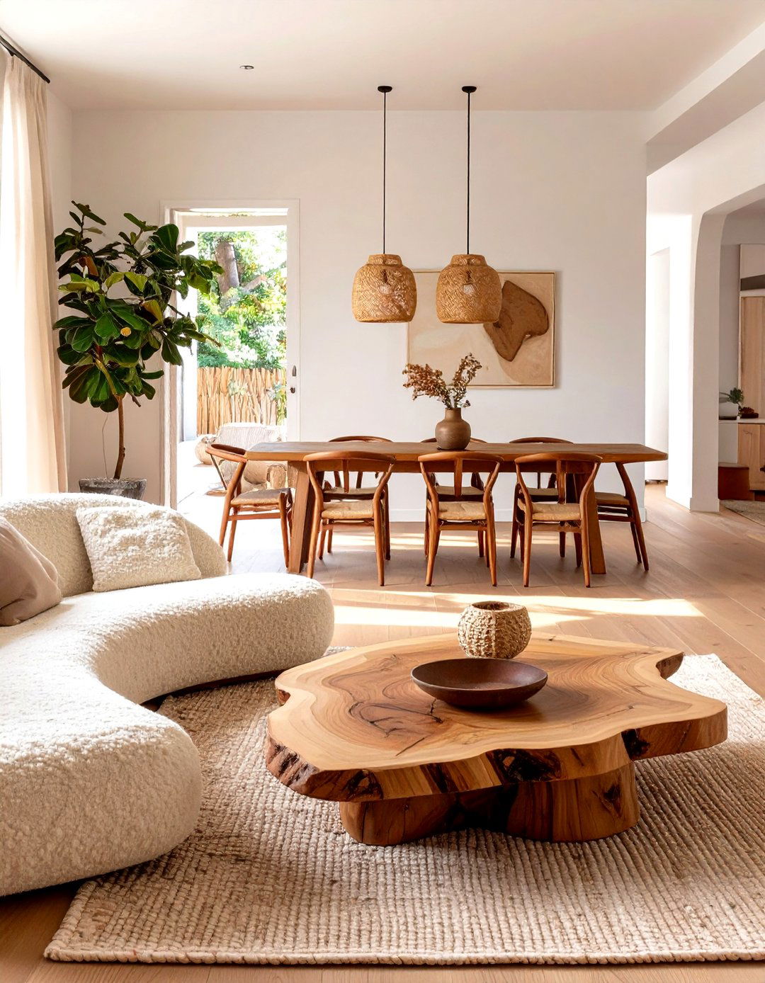 Organic Modern Living and Dining Room - 30 open concept living room and dining room ideas