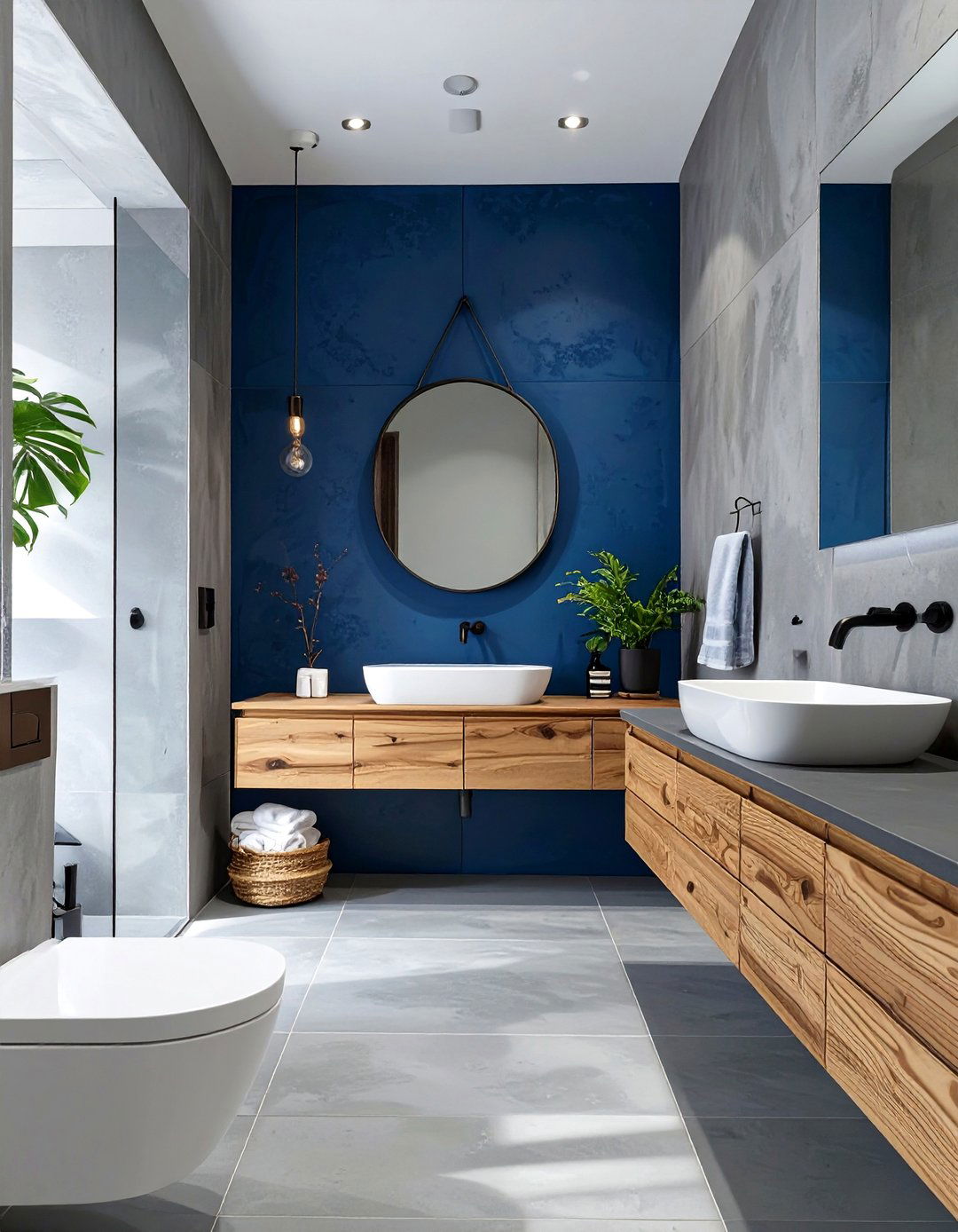 Organic Modern with Slate Blue and Concrete Gray - 30 blue and gray bathroom ideas