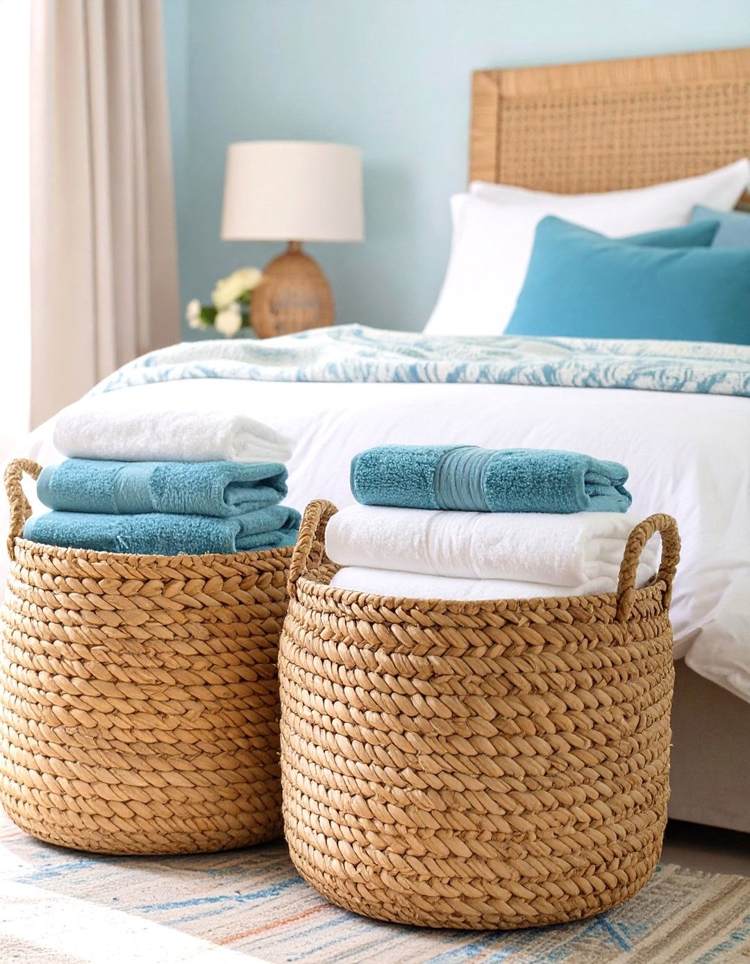 Organize with Decorative Storage Baskets - 30 simple bedroom decorating ideas