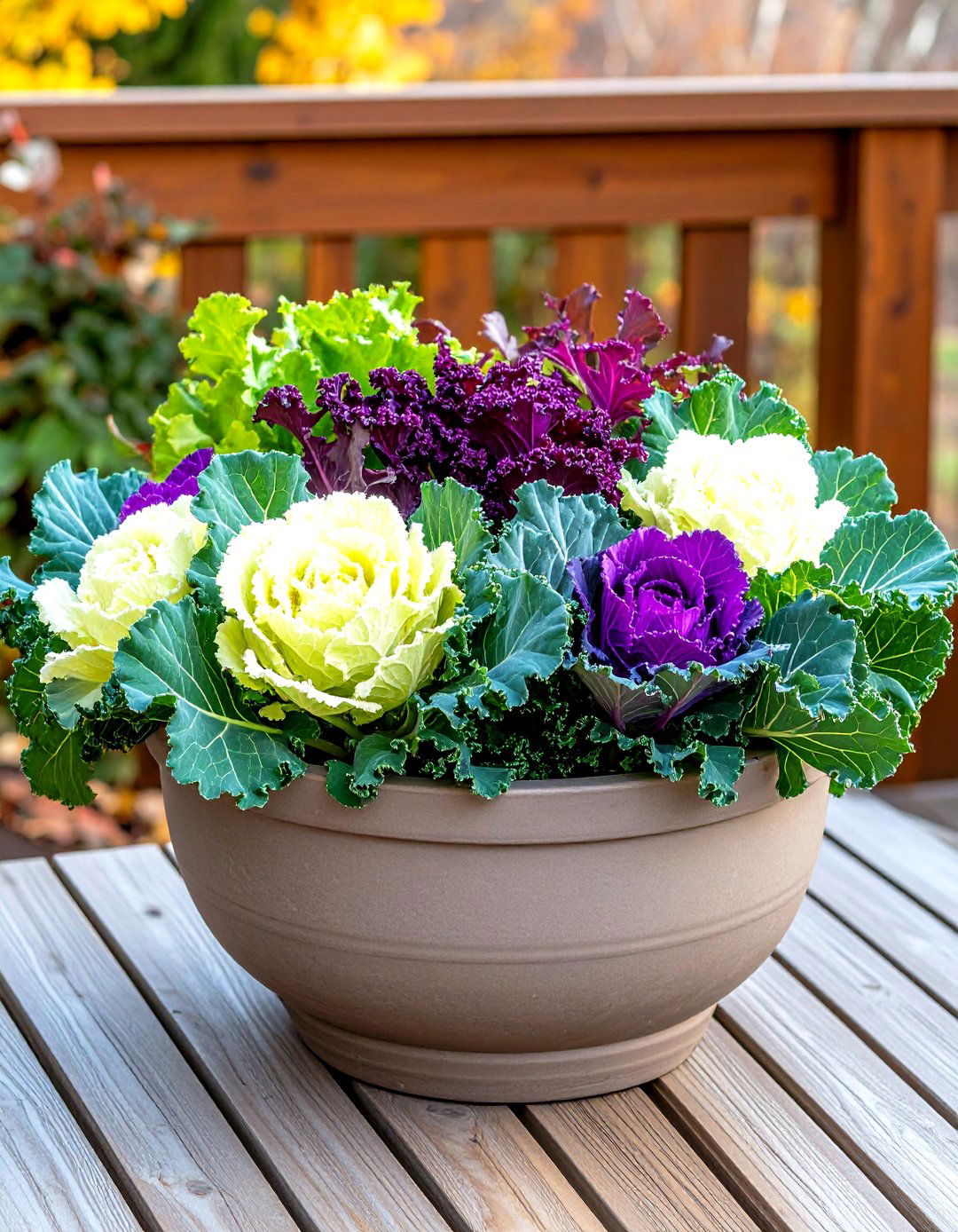 Ornamental Cabbage and Kale Winter Planter - 30 outdoor winter planter ideas