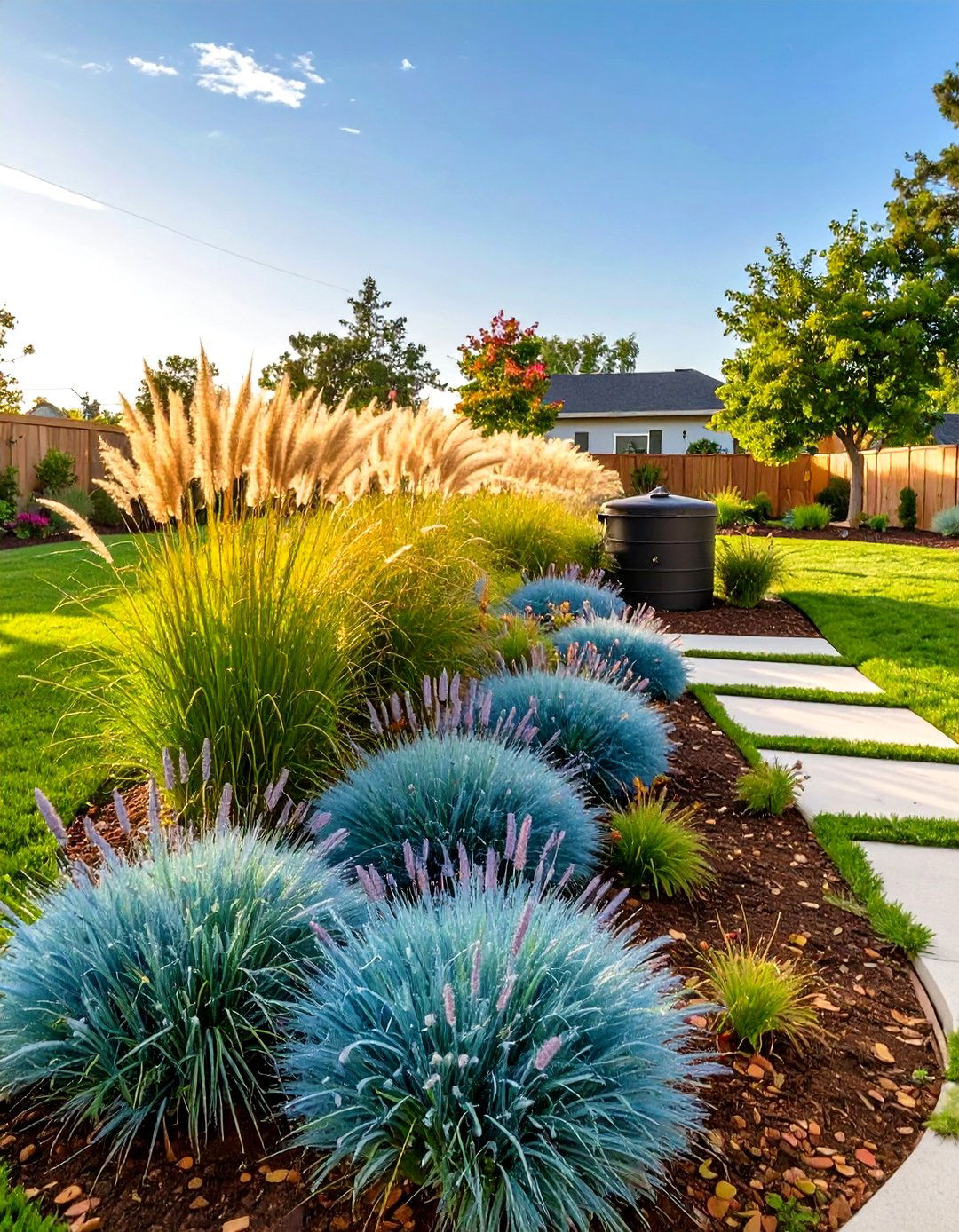 Ornamental Grass Garden Bed - 30 septic tank landscaping ideas
