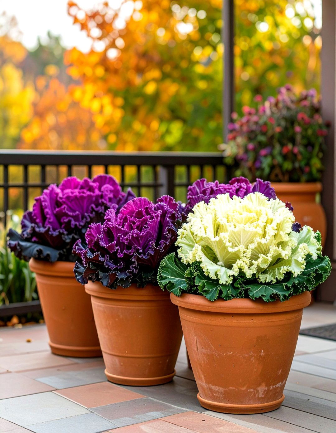 Ornamental Kale and Cabbage Planters - 30 outdoor fall decor ideas