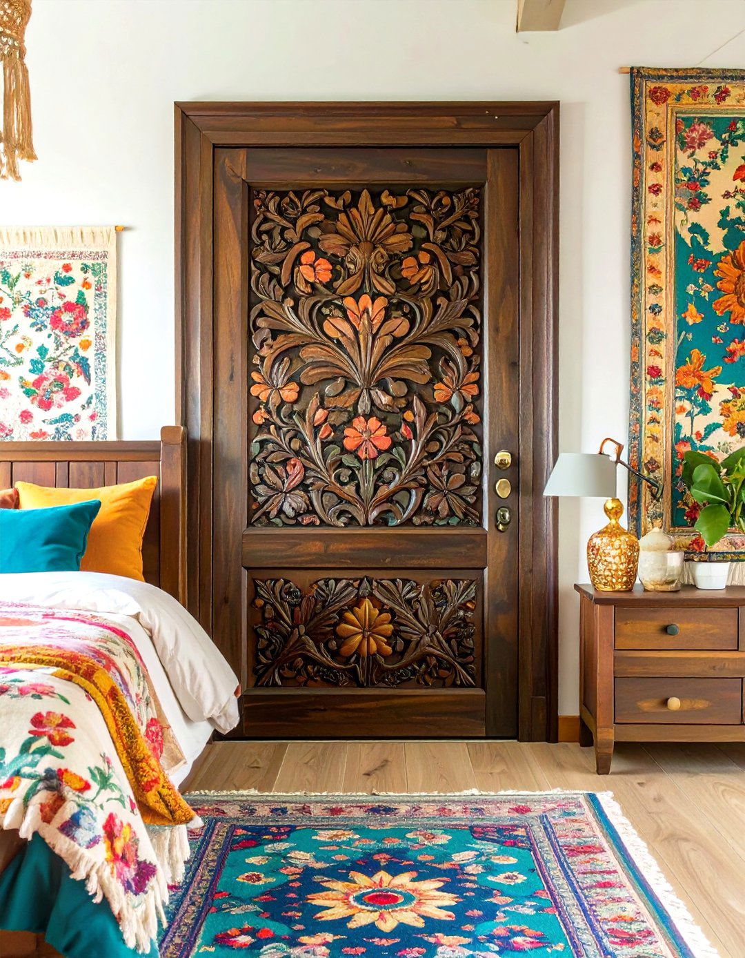 Ornate Carved Wood Bedroom Door - 30 bedroom door ideas