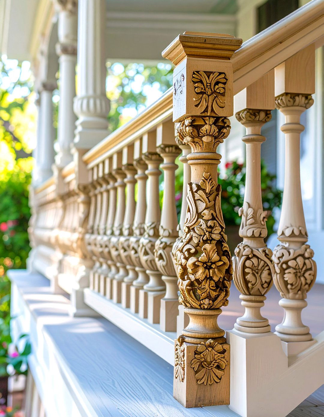 Ornate Carved Wood Front Porch Railing - 30 wood front porch railing ideas