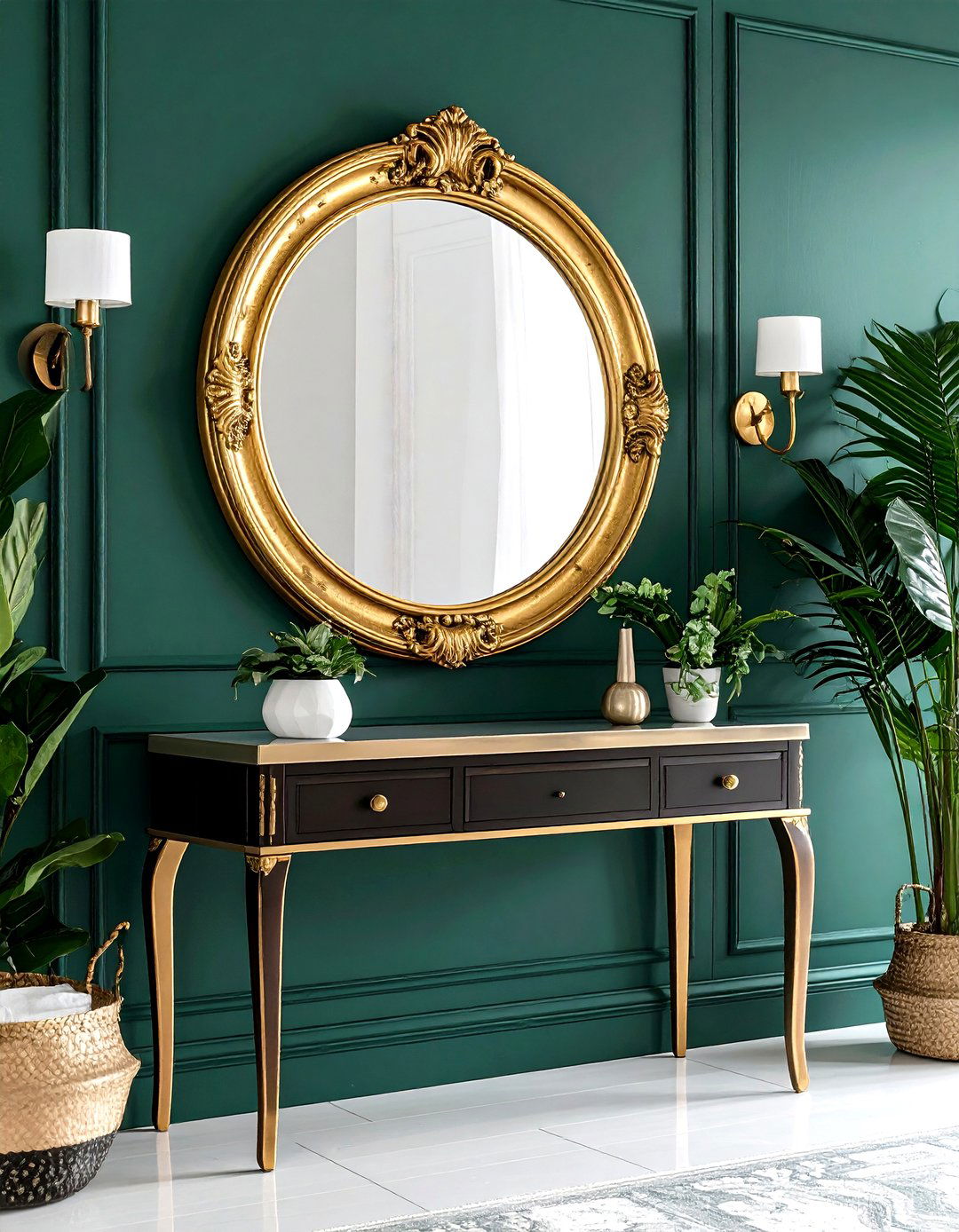 Ornate Gilded Entryway Mirror - 30 entryway mirror ideas