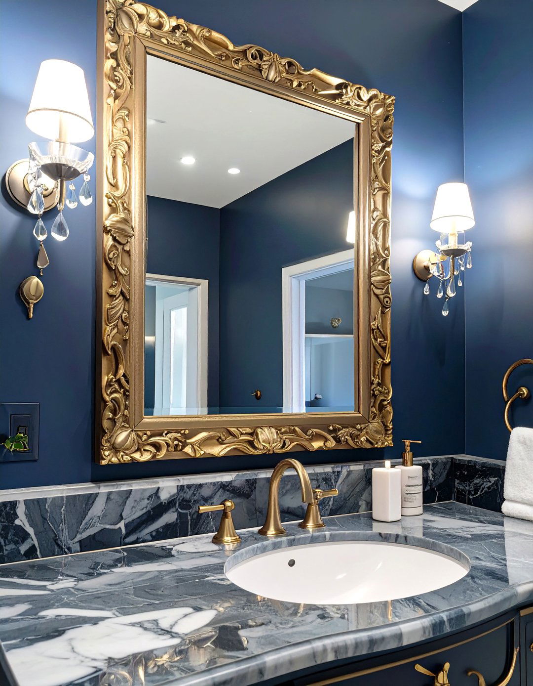 Ornate Gilded Frame Bathroom Mirror - 30 bathroom mirrors ideas