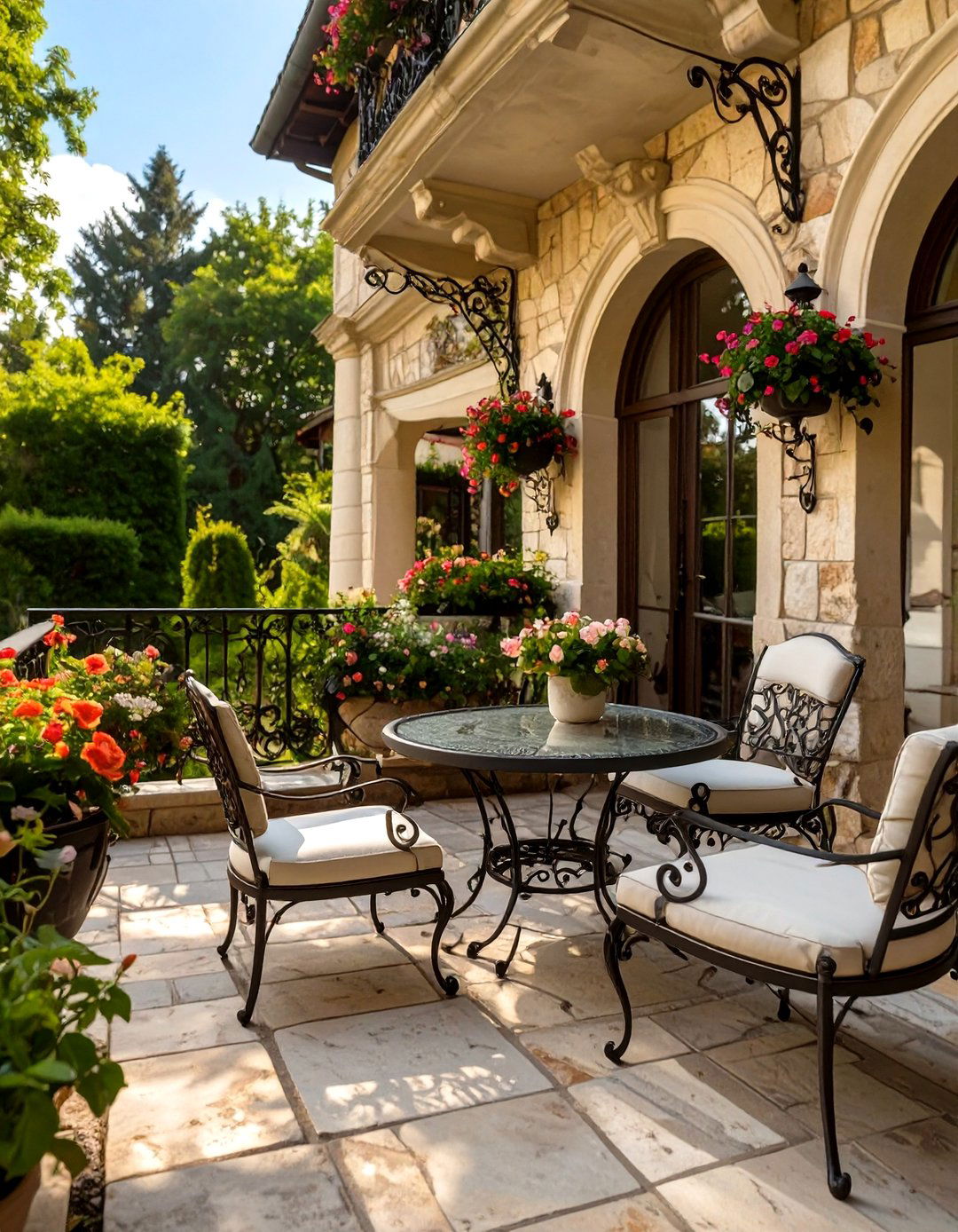 Ornate Wrought Iron Scrollwork Deck Railing - 30 metal deck railing ideas