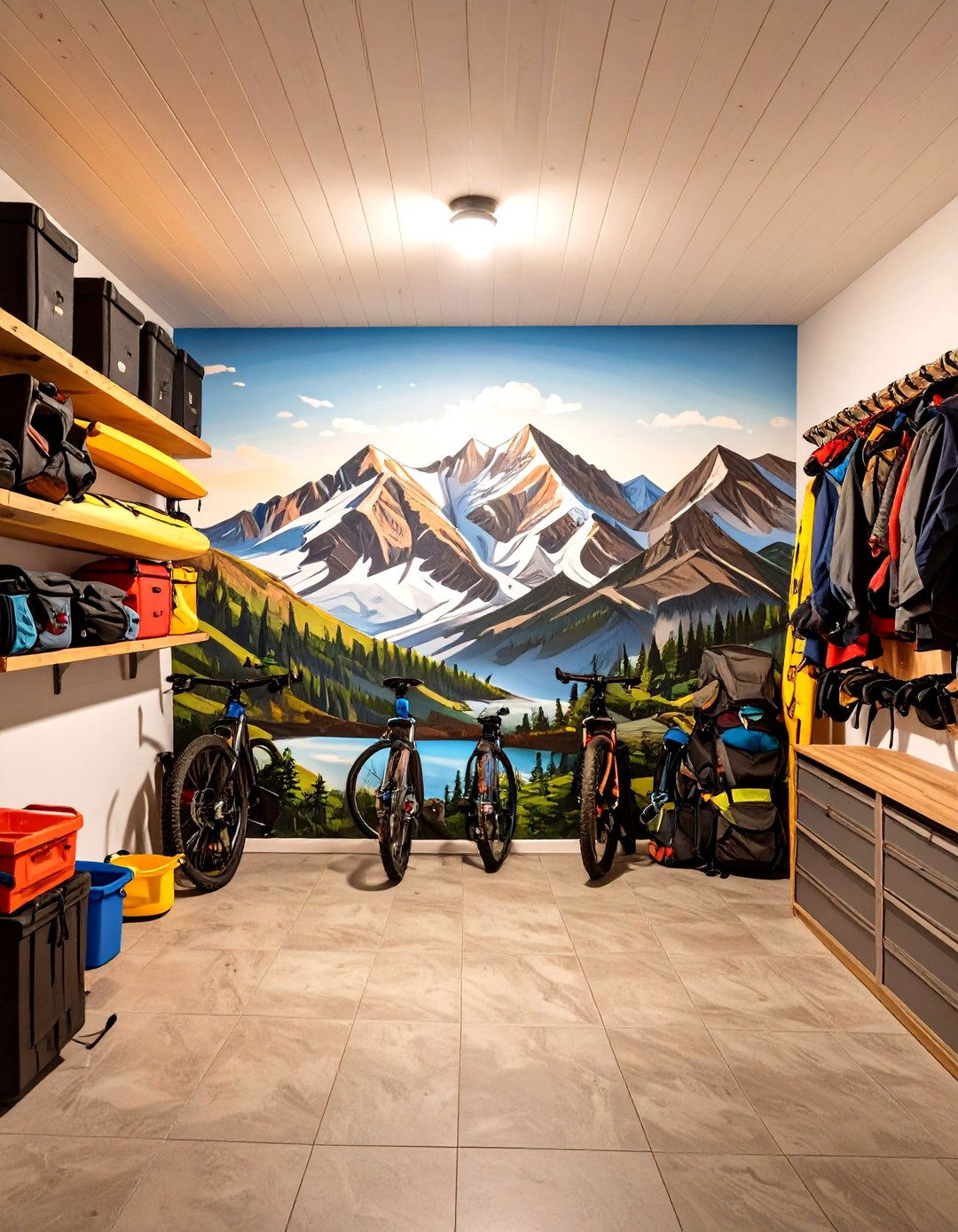 Outdoor Adventure Gear Wall - 30 interior garage wall ideas