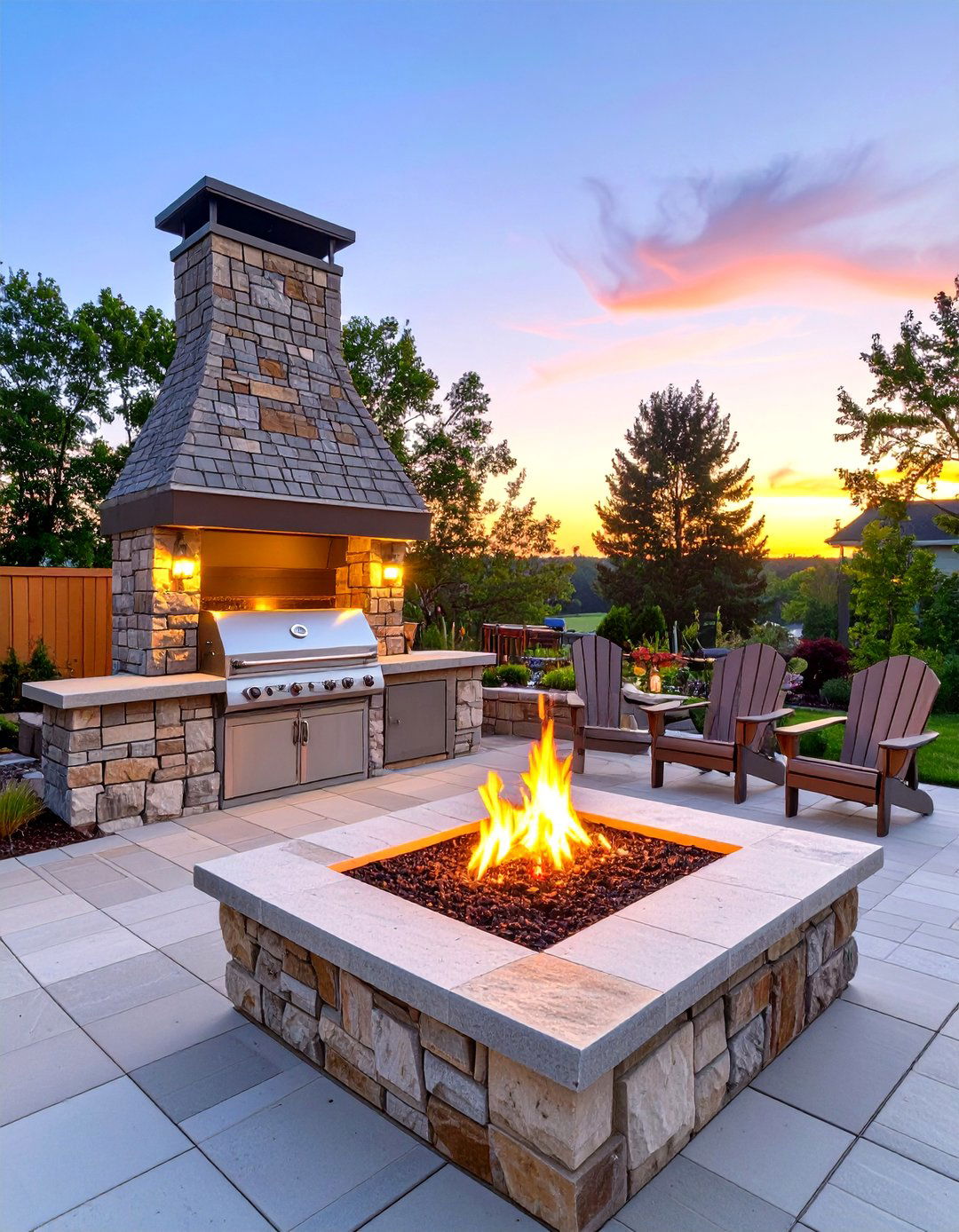 Outdoor BBQ Area with a Fire Pit Feature - 30 outdoor bbq ideas