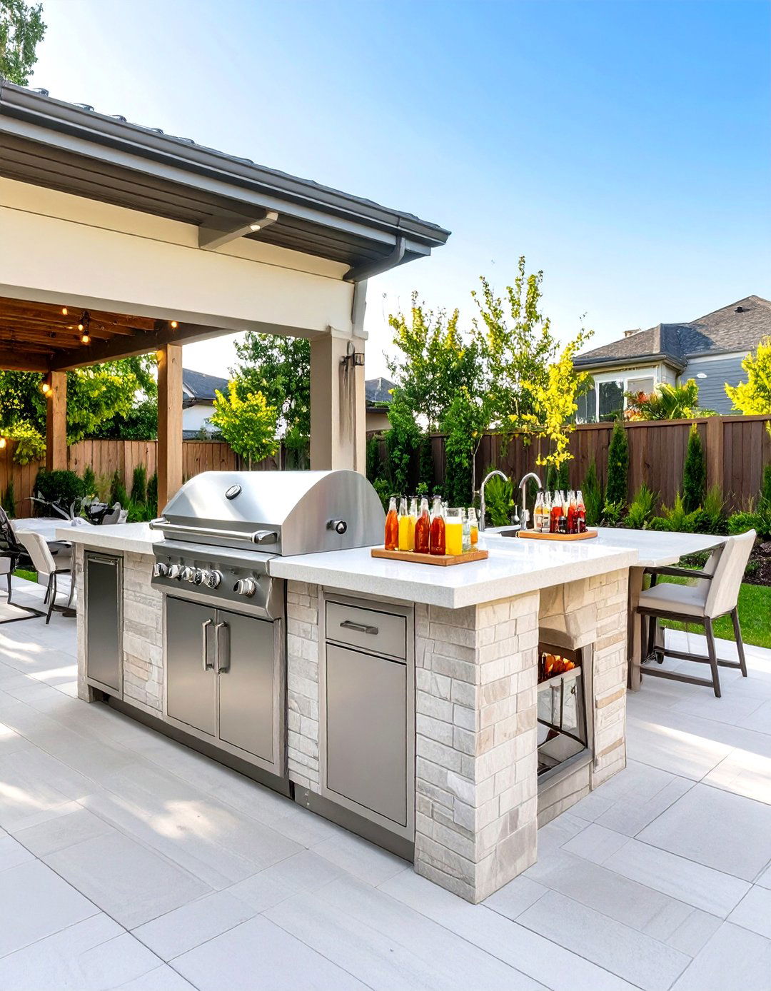 Outdoor BBQ with a Dedicated Beverage Station - 30 outdoor bbq ideas