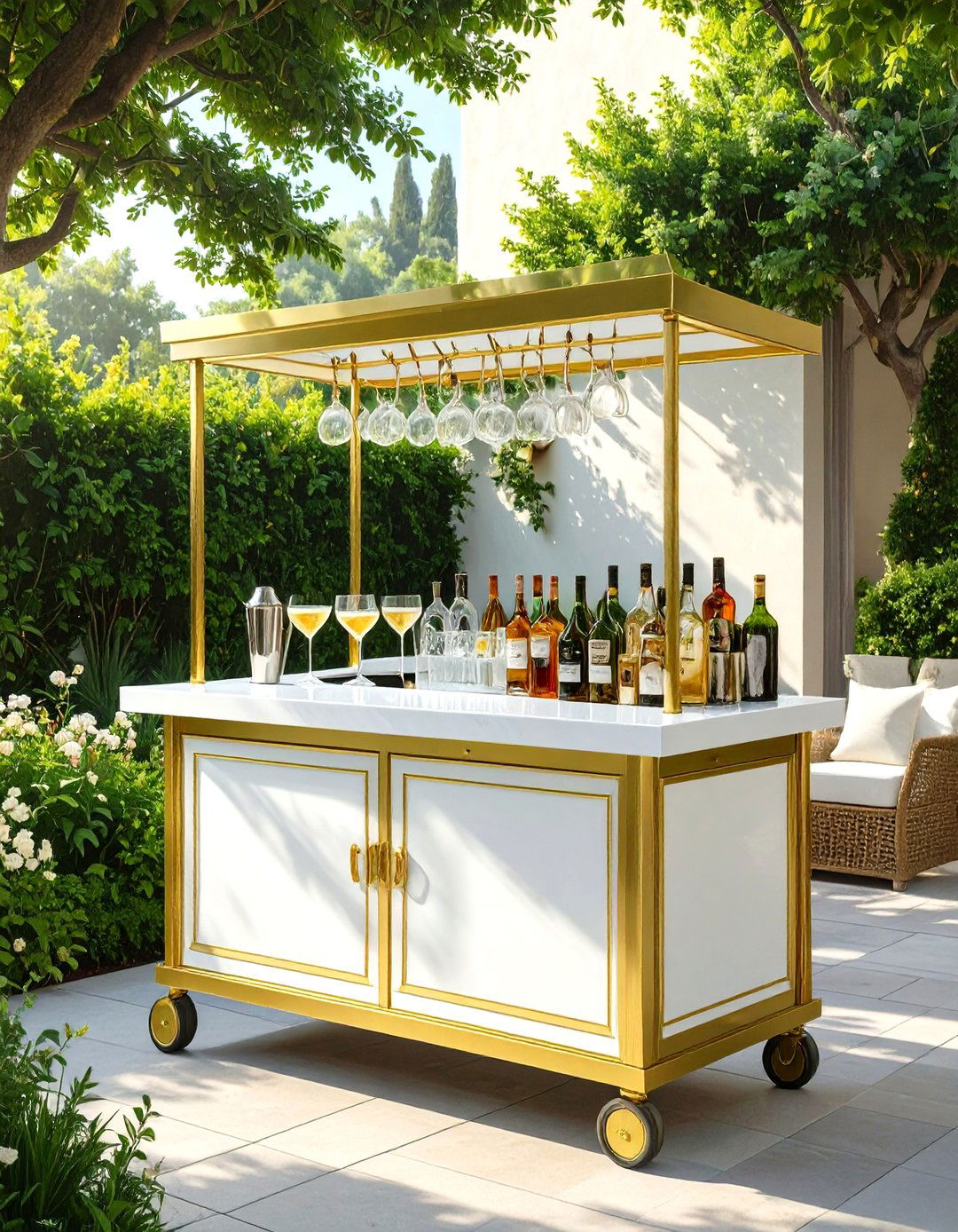 Outdoor Bar Cart for Flexible Entertaining - 30 outdoor living ideas