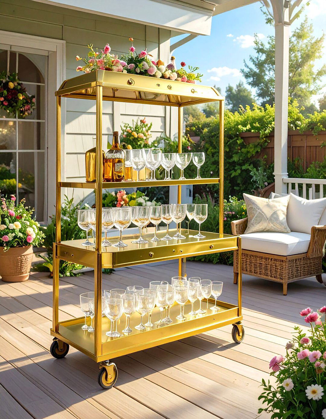 Outdoor Bar Cart for Small Decks - 30 small deck furniture ideas