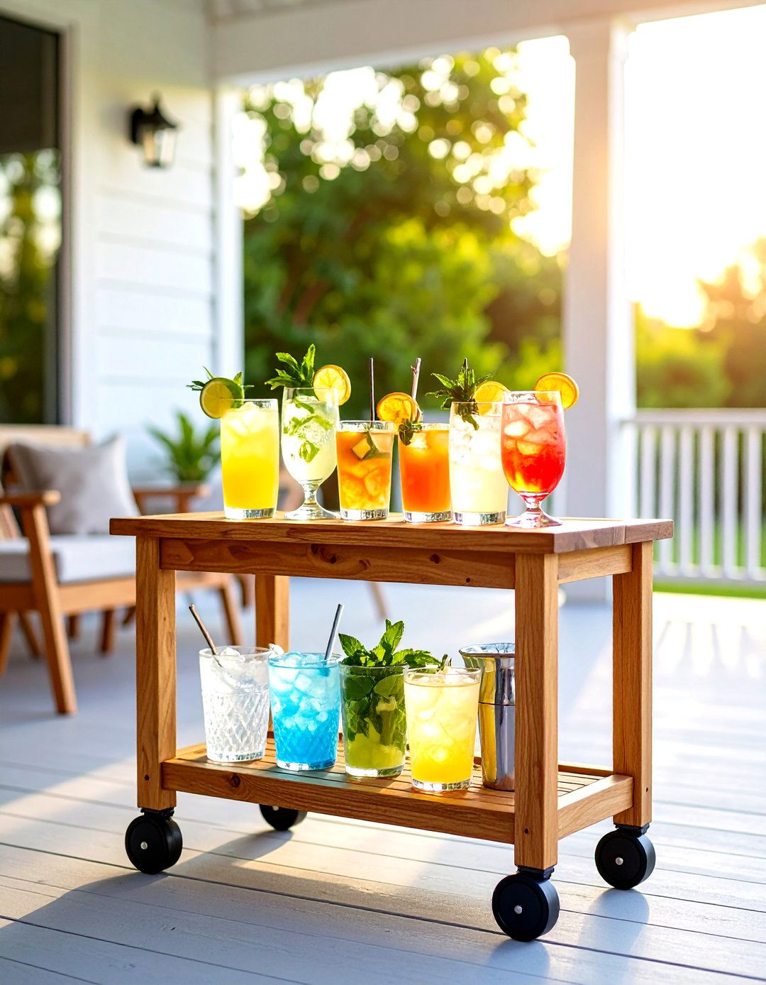 Outdoor Bar Cart on Wheels - 30 porch furniture ideas