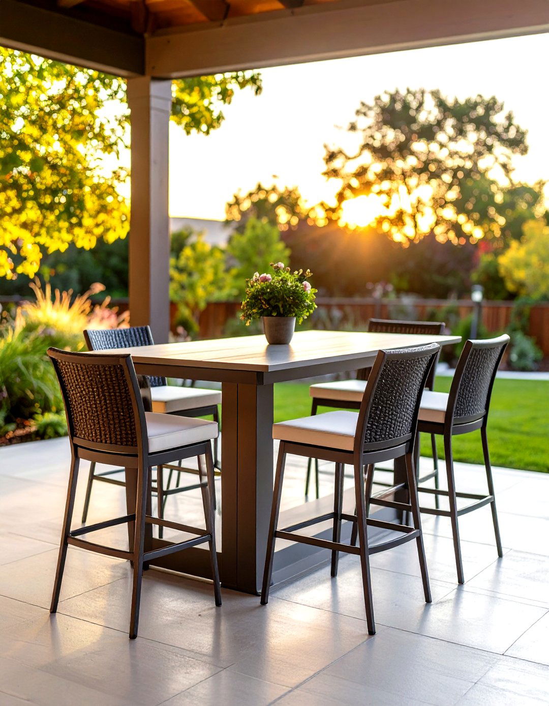 Outdoor Bar Height Table and Stools - 30 patio furniture ideas