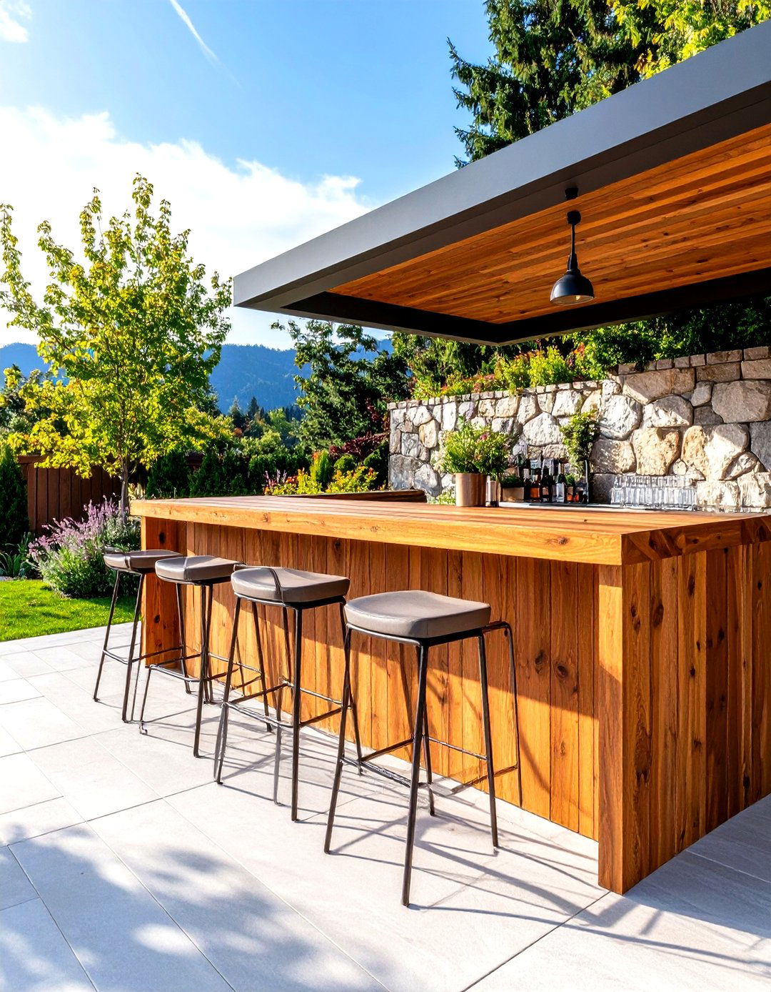 Outdoor Bar and Stools - 30 outdoor sitting area ideas