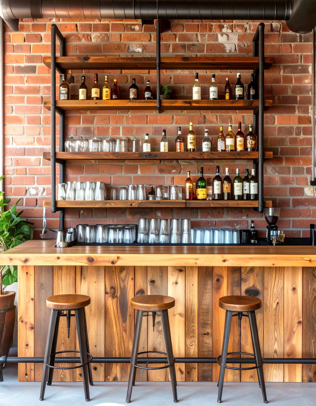 Outdoor Bar with Rustic Open Shelving - 30 rustic outdoor bar ideas