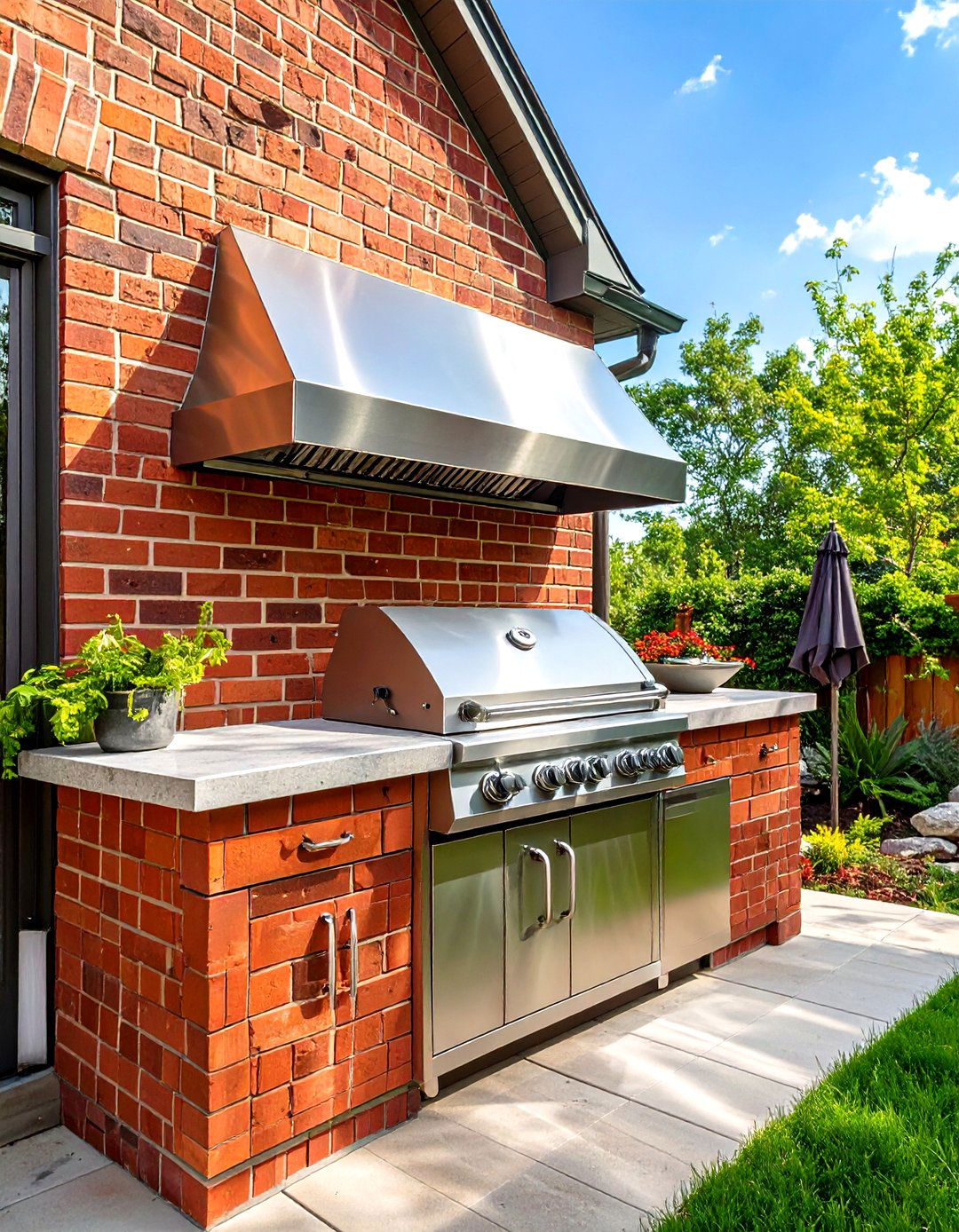 Outdoor Brick BBQ with Stainless Steel Accents - 30 outdoor brick bbq designs pictures