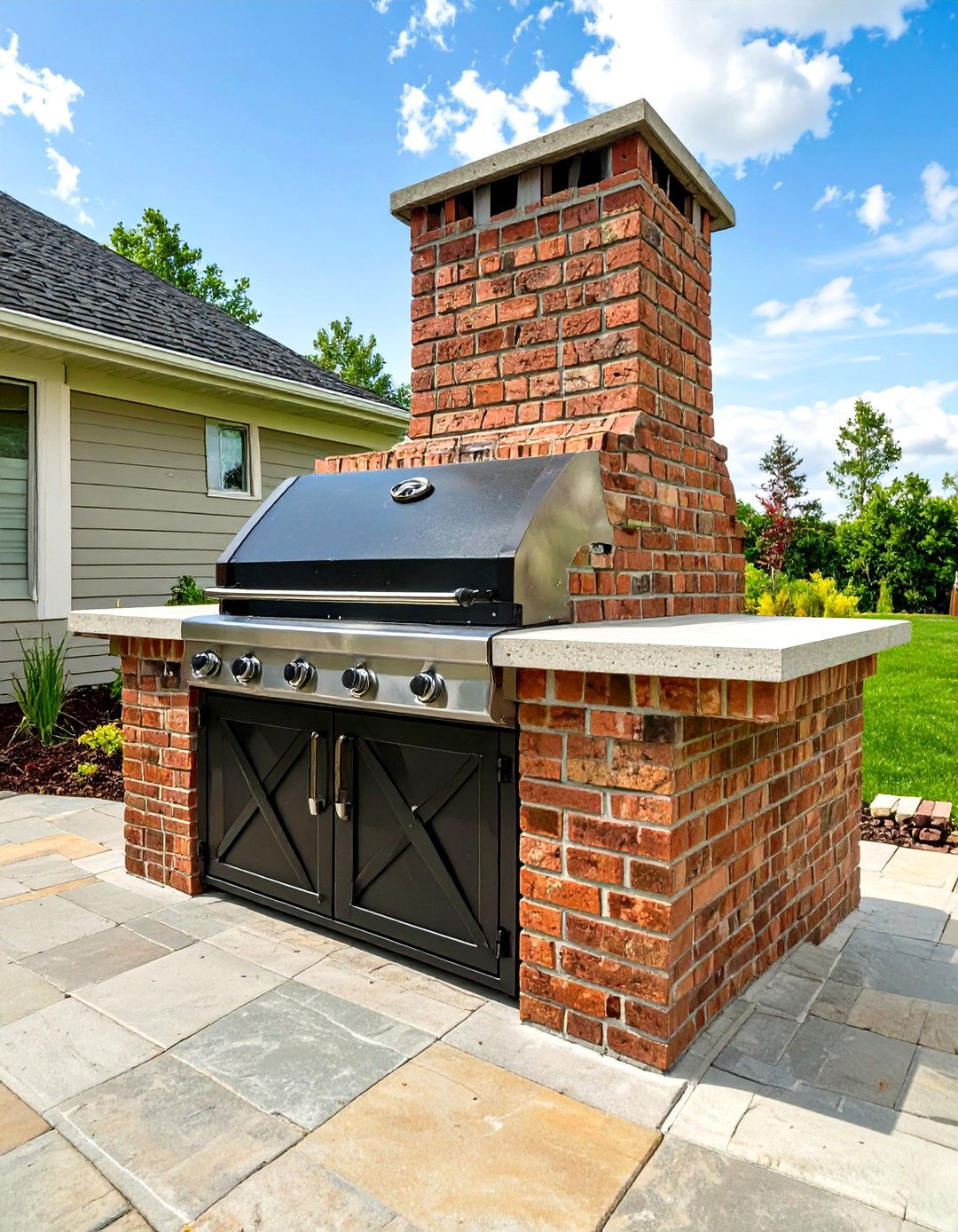 Outdoor Brick BBQ with a Built in Smoker - 30 outdoor brick bbq designs pictures