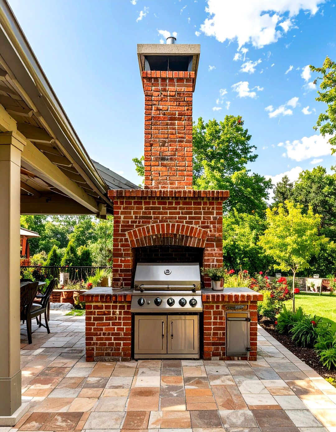 Outdoor Brick BBQ with a Chimney Stack - 30 outdoor brick bbq designs pictures