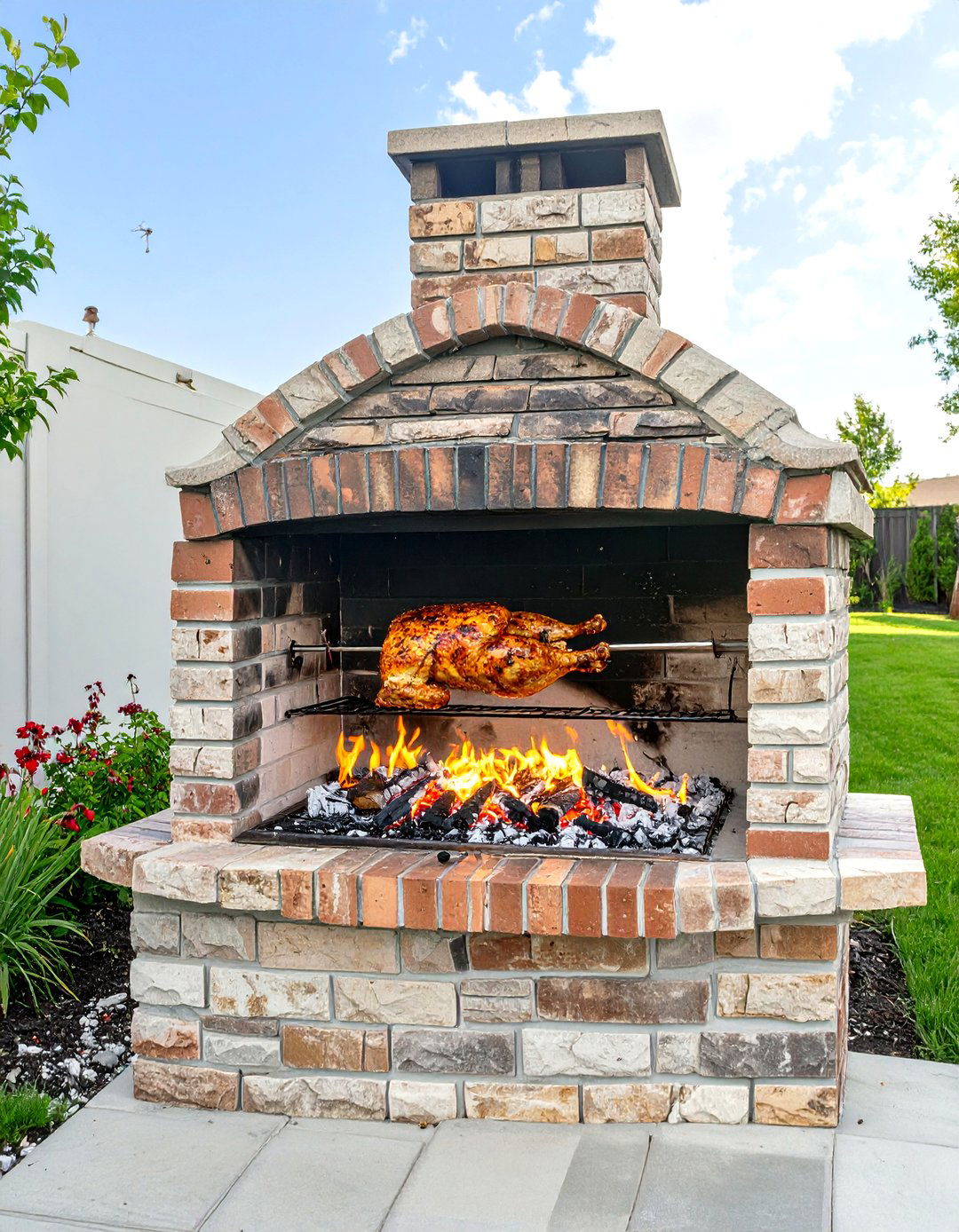 Outdoor Brick BBQ with a Rotisserie Attachment - 30 outdoor brick bbq designs pictures