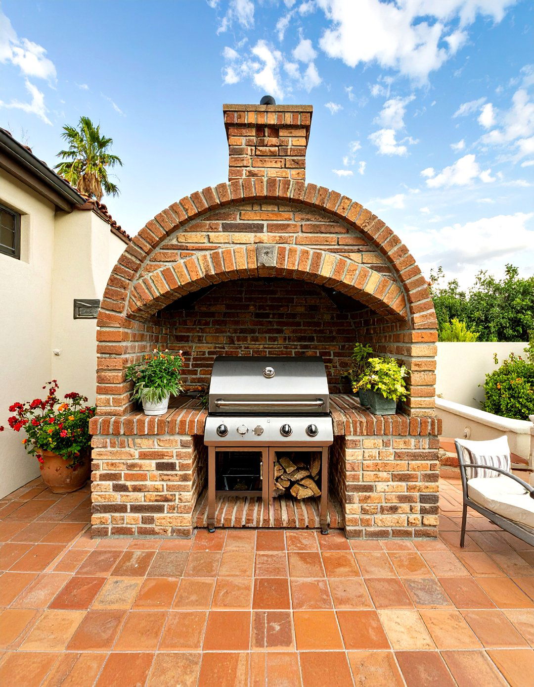 Outdoor Brick BBQ with an Arched Opening - 30 outdoor brick bbq designs pictures