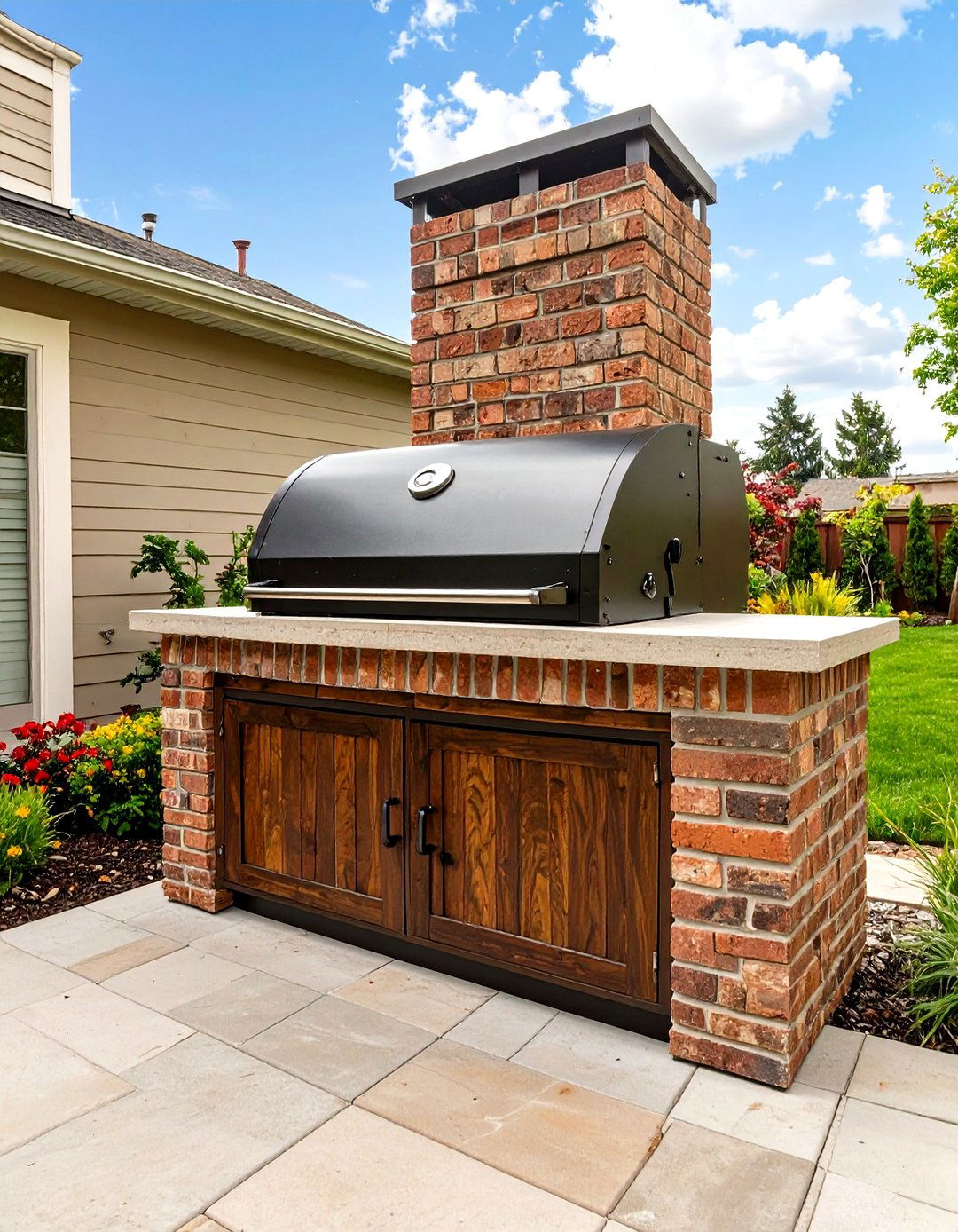 Outdoor Brick BBQ with an Enclosed Storage Base - 30 outdoor brick bbq designs pictures