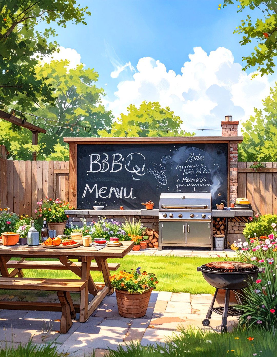 Outdoor Chalkboard Menu Wall - 30 outdoor kitchen ideas on a budget