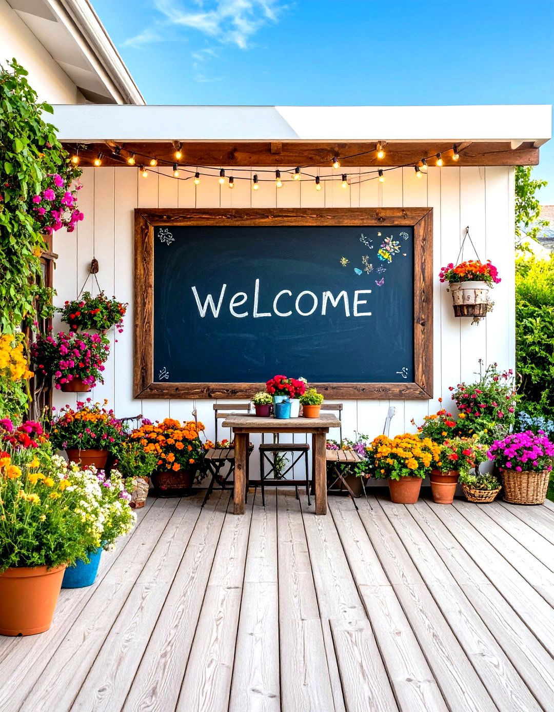 Outdoor Chalkboard for Fun and Messages - 30 patio decorating ideas on a budget