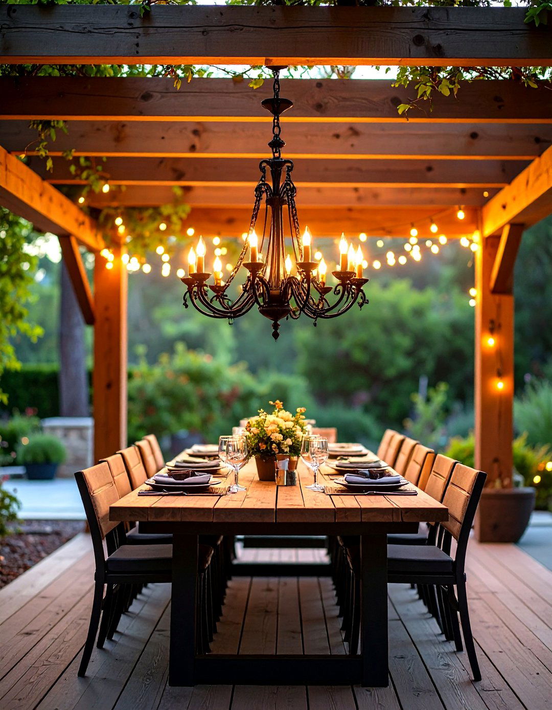 Outdoor Chandelier Installation - 30 patio lights ideas
