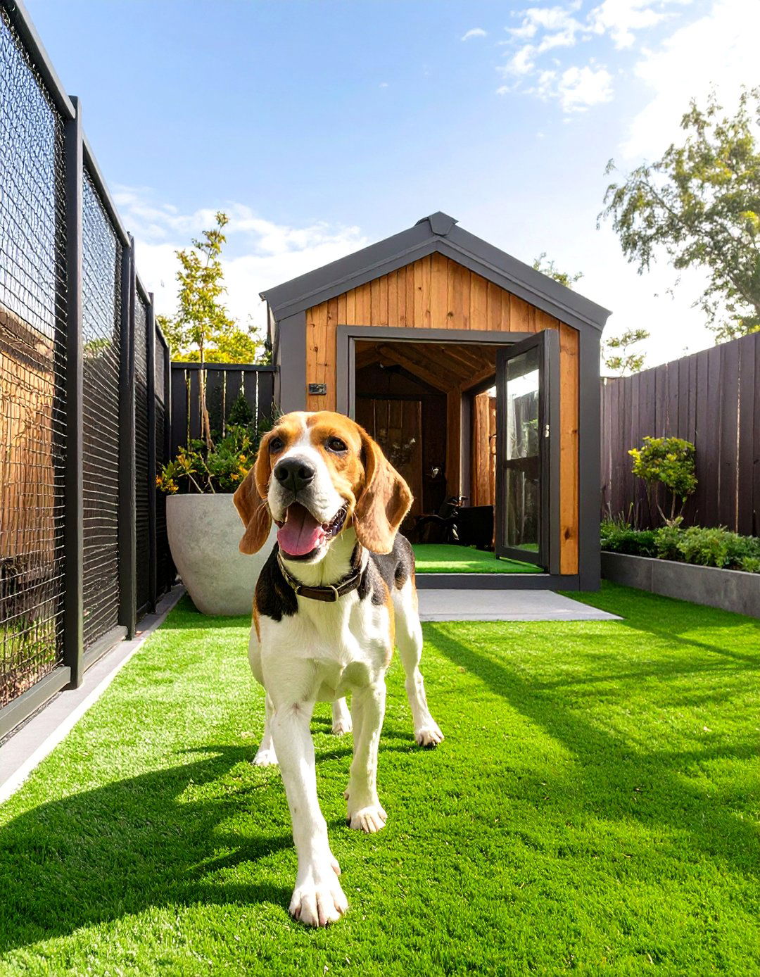 Outdoor Dog Kennel with Artificial Turf Flooring - 30 outdoor dog kennel ideas