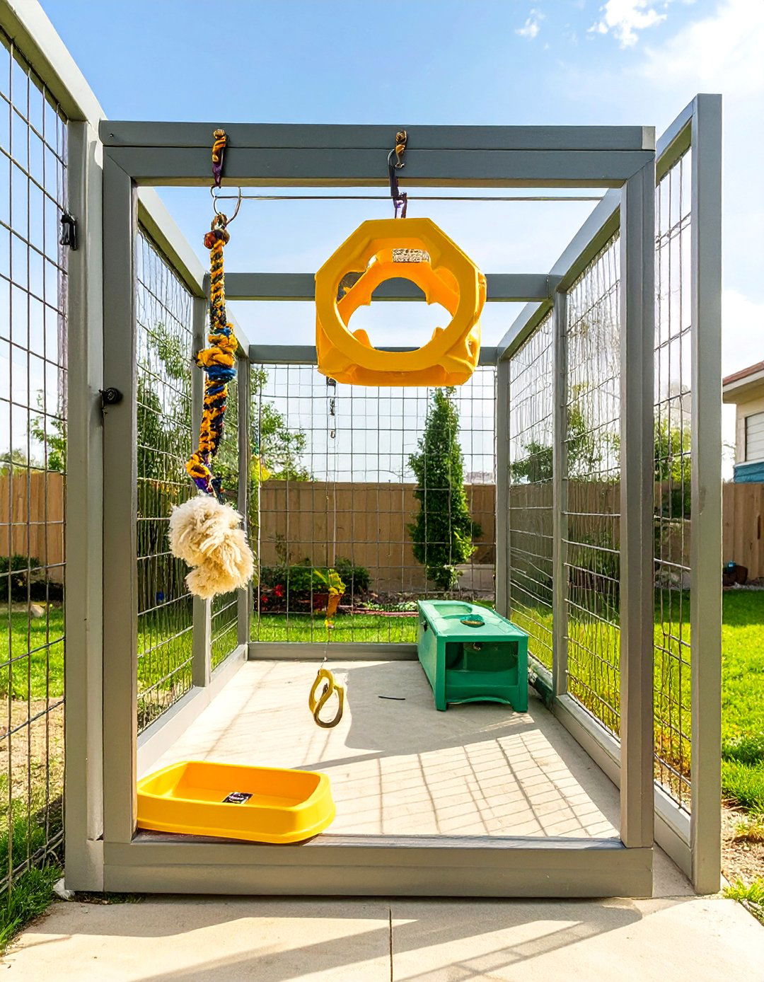 Outdoor Dog Kennel with Enrichment Toys - 30 outdoor dog kennel ideas