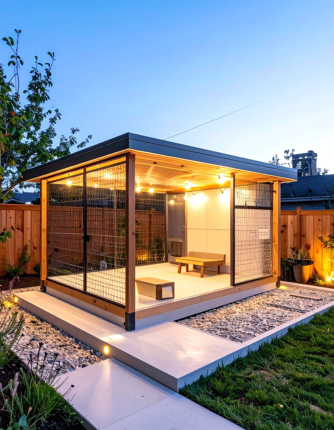 Outdoor Dog Kennel with Solar Powered Lighting - 30 outdoor dog kennel ideas