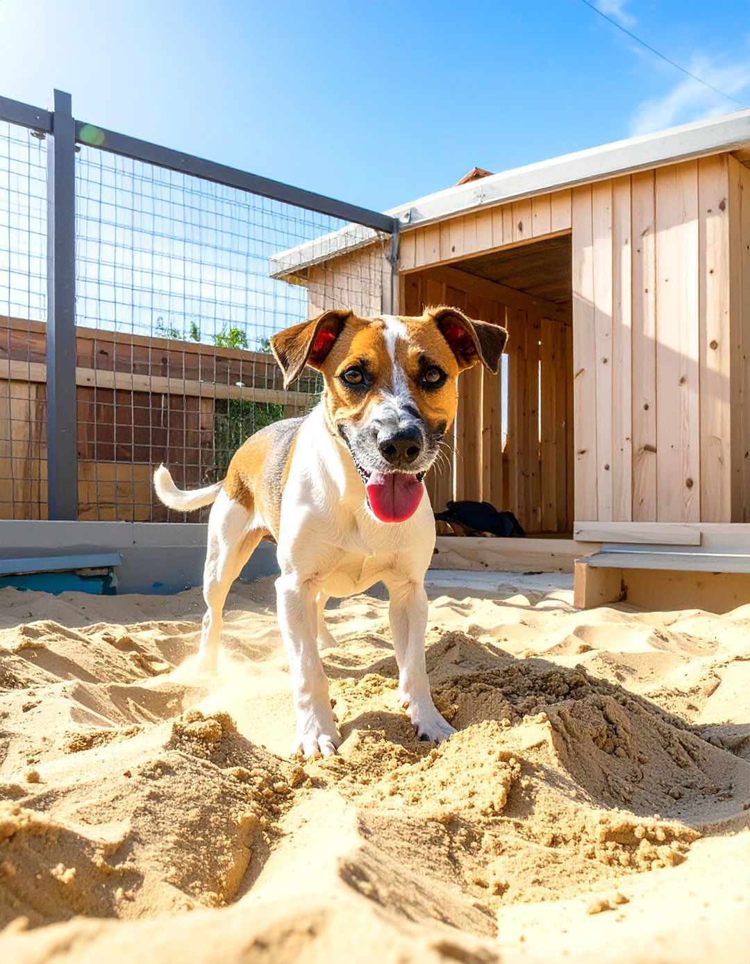 Outdoor Dog Kennel with a Sandbox for Digging - 30 outdoor dog kennel ideas
